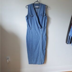 Vintage denim vintage dress Sleeveless Blue Denim Dress